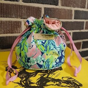 Lilly Pulitzer Navy and Pink Floral Pouch